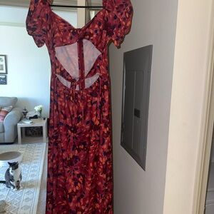 Floral Red Dress